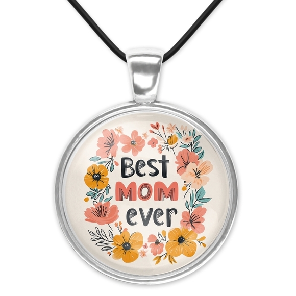 Mothers Day Gifts Floral Pendant Black Cord Necklace - Picture 1 of 1